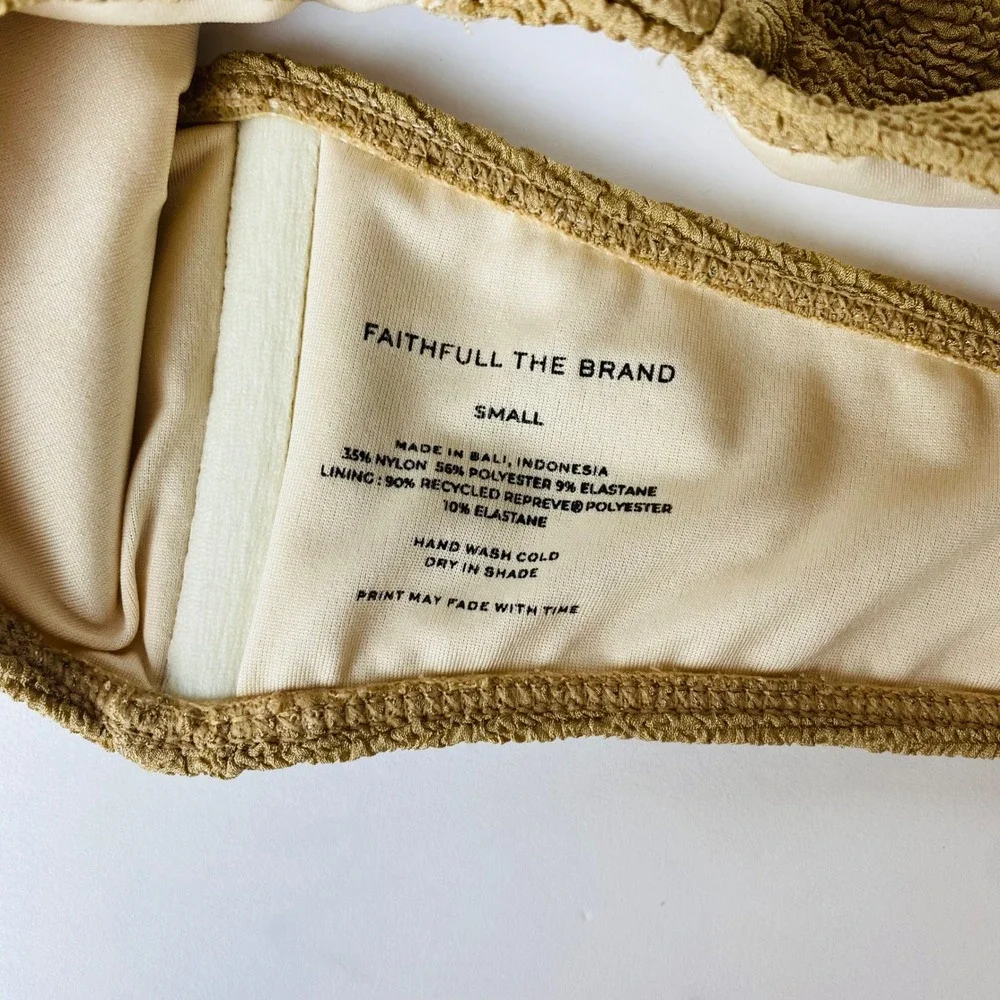 Faithfull The Brand Catania Womens Small Crinkle Halter Bandeau‎ Bikini Top